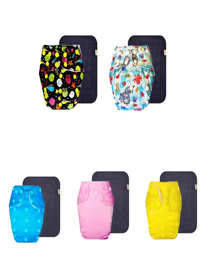 Dumbledo Premium Cloth Diaper with Black Insert (Pack of 5) | Soft & Gentle | 6-Layer Absorbent Pad | Quick Dry | Everyday Diapering Essential | 3 Months - 3 Years | Unisex Baby - Image 1