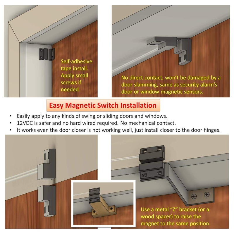 Awoco 12VDC Easy-Install Magnetic Switch for Magnetic Switch Controlled Air Curtains (White Color) - Image 5