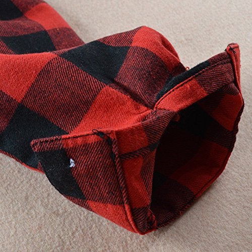 Askwind Happy GoGo Kid Girl Boy Long Sleeve Button Down Plaid Flannel Shirt (Red-Black, 9-10Years) - Image 5
