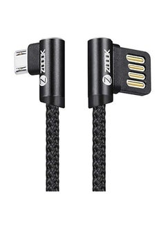 Zoook Zoook - Gadgets Fashion ZF-BLMC2 Braided Micro USB Charging Cable with METAL L SHAPE 90 DEGREE CONNECTORS on both ports FOR EASY ACCESS 1.2M Black  - Image 1