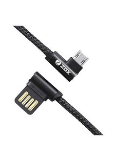 Zoook Zoook - Gadgets Fashion ZF-BLMC2 Braided Micro USB Charging Cable with METAL L SHAPE 90 DEGREE CONNECTORS on both ports FOR EASY ACCESS 1.2M Black  - Image 2