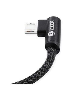 Zoook Zoook - Gadgets Fashion ZF-BLMC2 Braided Micro USB Charging Cable with METAL L SHAPE 90 DEGREE CONNECTORS on both ports FOR EASY ACCESS 1.2M Black  - Image 3