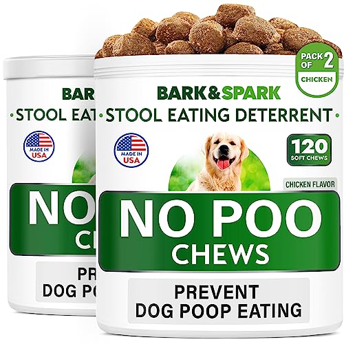 BARK&SPARK NO Poo Treats - Prevent Dog Poop Eating - Coprophagia Treatment - Stool Eating Deterrent - Probiotics & Enzymes - Digestive Health + Breath Aid - Made in USA - (240 Ct - Chicken) - Image 1