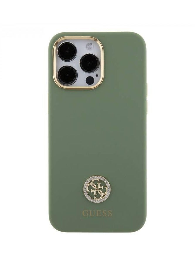 GUESS 15 Pro 6.1" Guess green hardcase Silicone Logo Strass 4G - Image 1