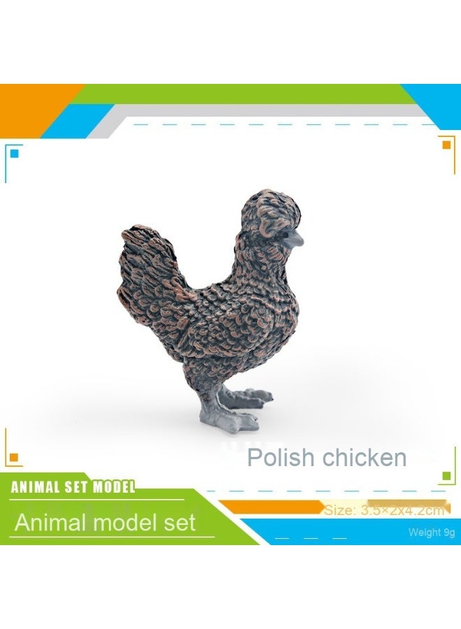 نيبمينينت نموذج حيوانات مقلد للدواجن - دمية زخرفية لنوع الدجاج البولندي مع الدجاجة العمودية والألعاب المعرفية