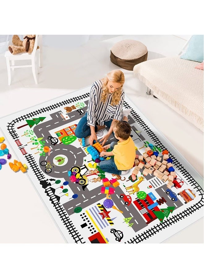 Vixplorn Baby Gyms & Playmats/Kids Rug Mat Carpet, Car Rugs for Kids Toy Cars, Non Slip Floor Mats for Kids, Educational Area Play Rugs for Kids Playroom Bedroom， Children's Educational Fun Carpet 80×120cm  - Image 5