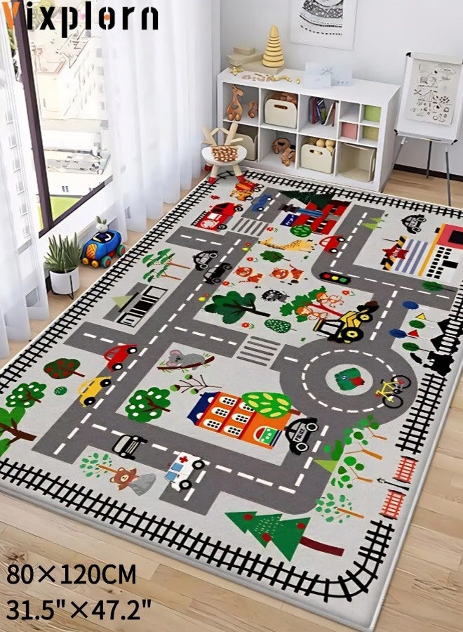 Vixplorn Baby Gyms & Playmats/Kids Rug Mat Carpet, Car Rugs for Kids Toy Cars, Non Slip Floor Mats for Kids, Educational Area Play Rugs for Kids Playroom Bedroom， Children's Educational Fun Carpet 80×120cm  - Image 1