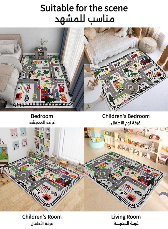 Vixplorn Baby Gyms & Playmats/Kids Rug Mat Carpet, Car Rugs for Kids Toy Cars, Non Slip Floor Mats for Kids, Educational Area Play Rugs for Kids Playroom Bedroom， Children's Educational Fun Carpet 80×120cm  - Image 3