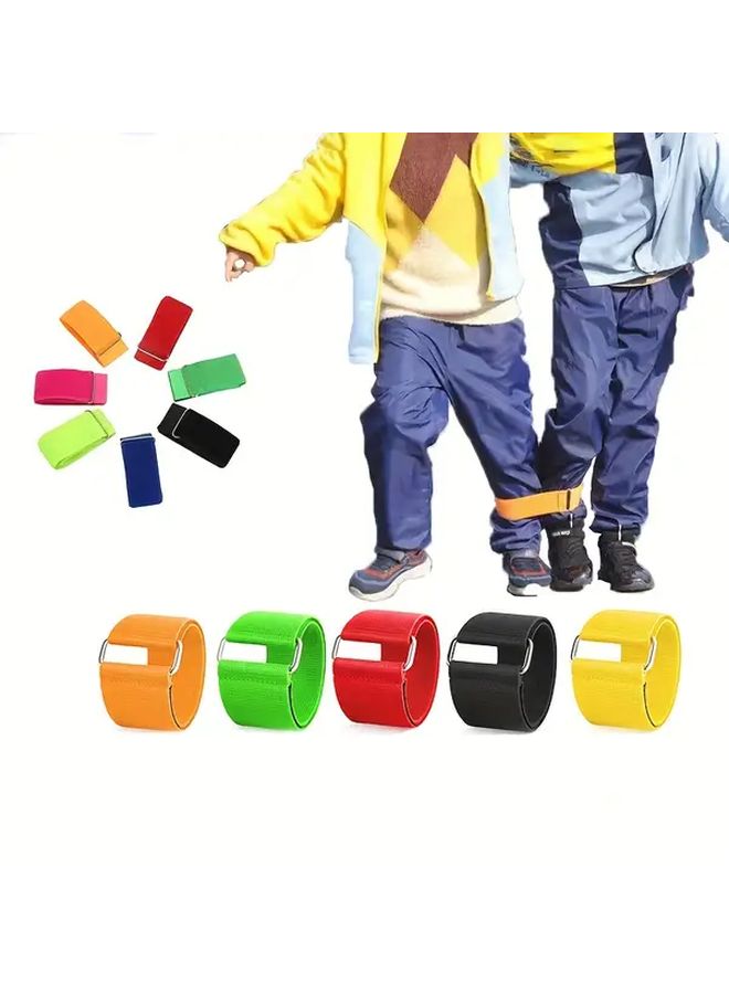 Orange Elastic 2 Pack Adjustable Leg Straps for Team Building Outdoor Games - Image 1