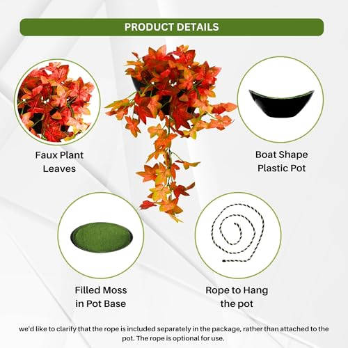fancymart Elegant Artificial Plant Falling Leaves with Pot for Home & Office Decor – Versatile Potted Plant for Tabletop, Shelves, or Hanging Display - Image 2