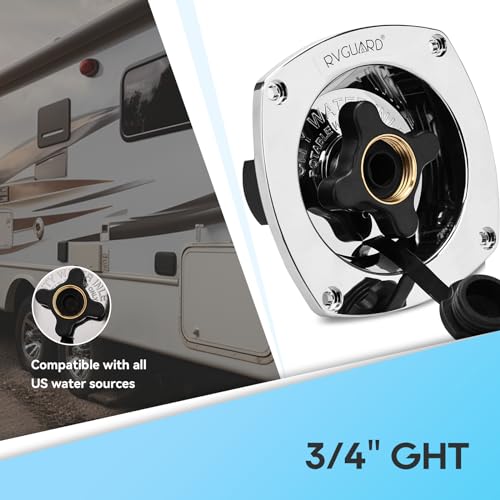 RVGUARD RV City Water Inlet with Regulator, Chrome Wall Mount Water Fill Inlet Built-In Check Valve, for Camper, Trailer, Marine - Image 2