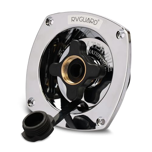 RVGUARD RV City Water Inlet with Regulator, Chrome Wall Mount Water Fill Inlet Built-In Check Valve, for Camper, Trailer, Marine - Image 1