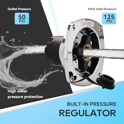 RVGUARD RV City Water Inlet with Regulator, Chrome Wall Mount Water Fill Inlet Built-In Check Valve, for Camper, Trailer, Marine - Image 3