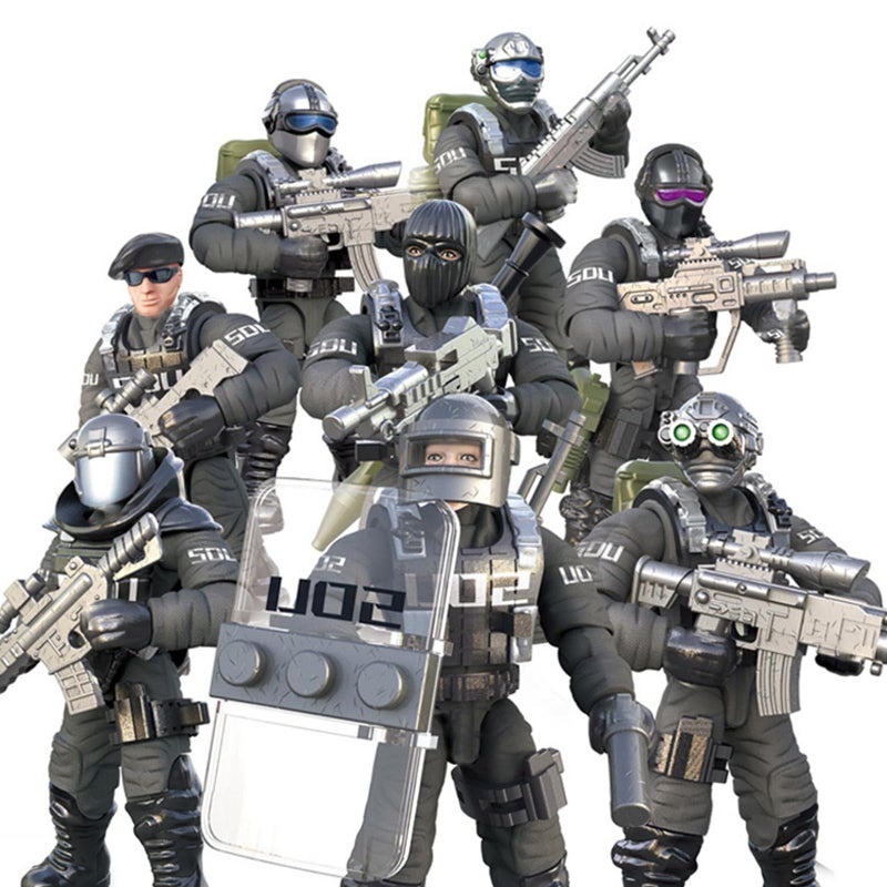 MEIEST SWAT Model Equipment Assembly Building Block Toys8 PCS City Police Action MiniFigures with Multiple Military Weapons AccessoriesParty Favors Set - Image 2