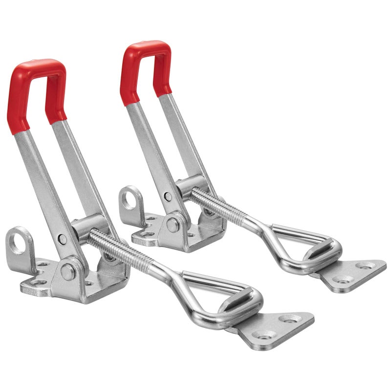 Accessbuy Heavy Duty Adjustable Toggle Latch Clamp With Lock Hole 300Kg 660Lbs Holding Capacity 75inch2pak Silver
