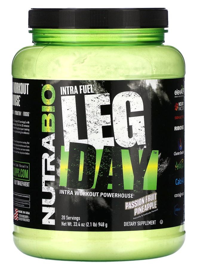 NutraBio Intra Fuel Leg Day Passion Fruit Pineapple 2.1 lb (948 g) 