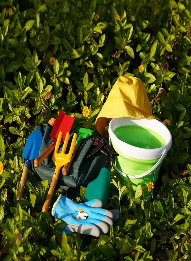 Doiaz Kidz Gardening Set -Real Metal Gardening Tools Kit for Childrenz Includes Sturdy Shovel,Rake,Fork,Trowel,Kidz Garden Kit with Sun Hat,Apron,Gloves,Tote Bag,Sprayer and Bucket,Outdoor Gardening Gifts - Image 3
