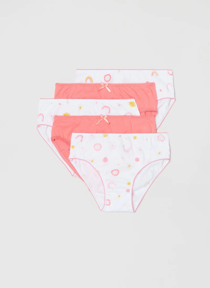 او في اس Ovs Girls Five-Pack Briefs With Flower Print