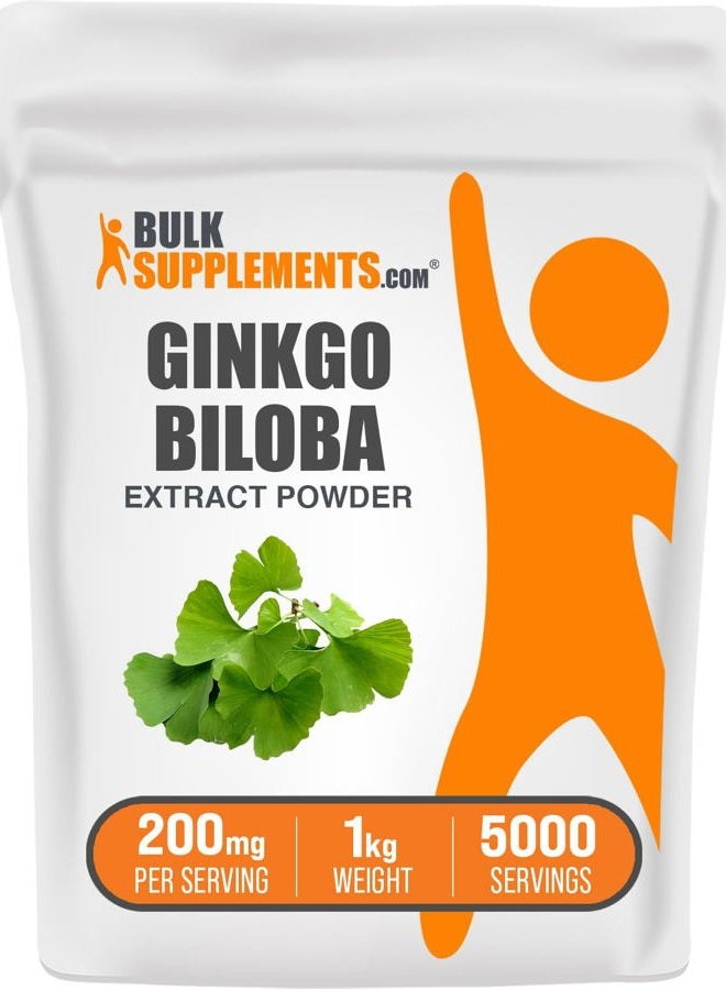 BulkSupplements .com Ginkgo Biloba Extract Powder - Ginkgo Biloba Supplements, Ginkgo Biloba Powder, from Ginkgo Biloba Leaf - Gluten Free, 200mg per Serving 1kg (2.2 lbs) (Pack of 1) - Image 1
