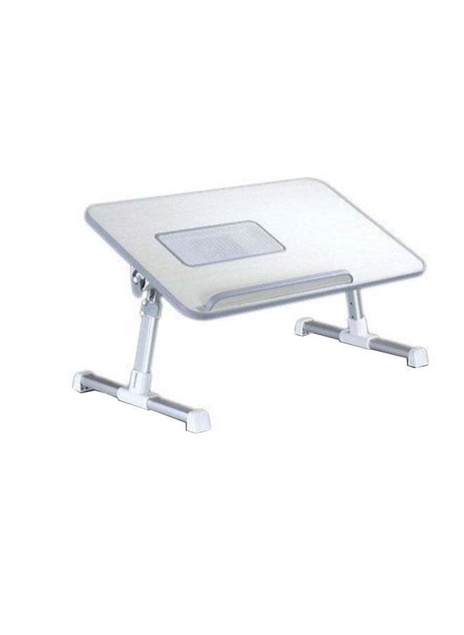 Generic Foldable Laptop Table With Cooling Pad White/Silver  - Image 1
