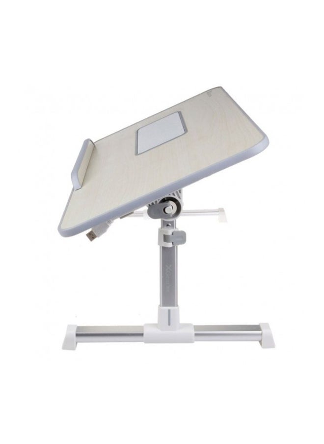 Generic Foldable Laptop Table With Cooling Pad White/Silver  - Image 3