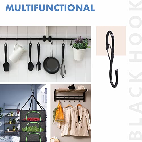 Vantasii 10 PCS S Hooks, Rustproof S-Shaped Hook with Safety Buckle Heavy Duty Metal S Hanging Hook for Clothes, Pots, Pans, Kitchen Utensil, Cubicle, Closet Rob, Bags (3.5 inch, Black) - Image 5