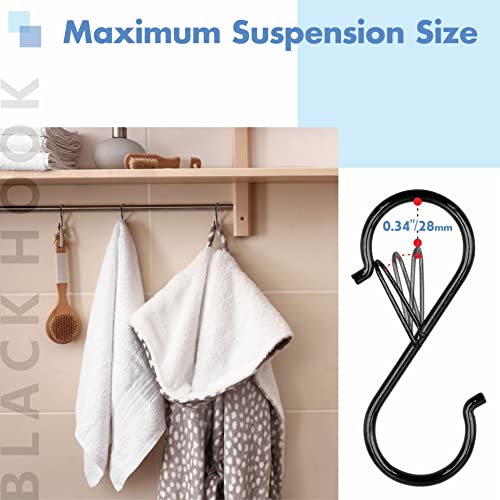 Vantasii 10 PCS S Hooks, Rustproof S-Shaped Hook with Safety Buckle Heavy Duty Metal S Hanging Hook for Clothes, Pots, Pans, Kitchen Utensil, Cubicle, Closet Rob, Bags (3.5 inch, Black) - Image 4