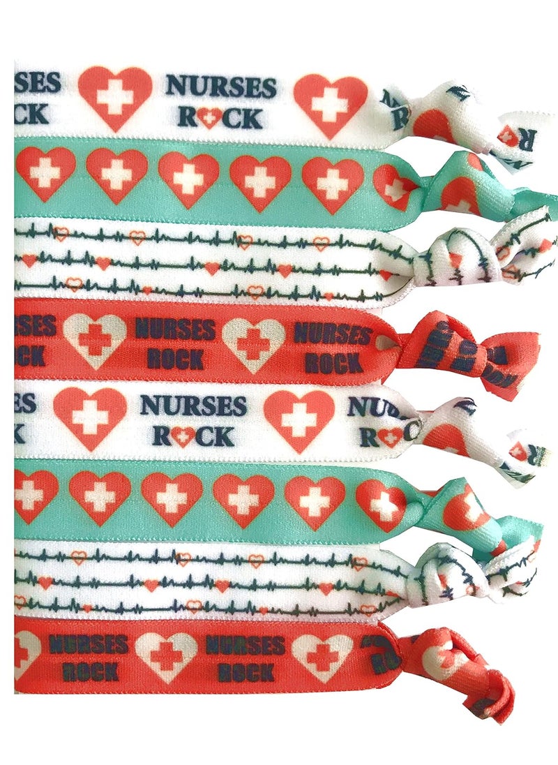 Sportigift - 8 Piece Nursing Hair Elastic Set  Great Gift  Accessories for Nurses Women Girls Teachers Nursing School Classmates Appreciation Week Graduation Colleagues and Friends MADE in the USA - Image 1