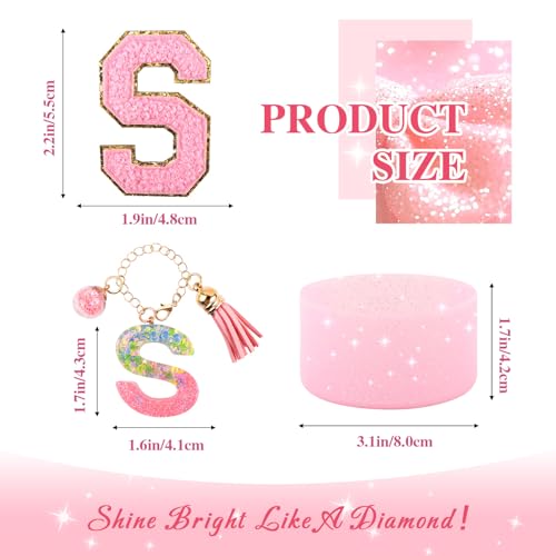 Lingdeer Pink Cup Accessories Set for Stanley 30OZ & 40OZ Tumbler with Handle, Letter Charms, Bow & Diamond Straw Covers, Glitter Silicone Boot, Personalized Sticker for Stanley Cup Accessories (S) - Image 2
