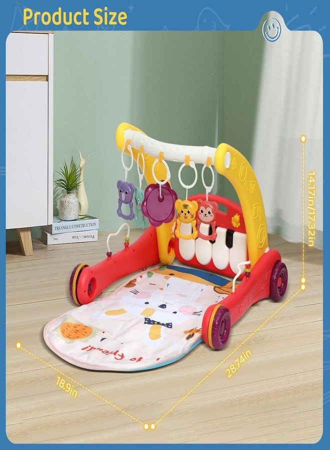 Magicwand 2-in-1 Multi-Function Piano Baby Activity Gym Playmat with Fitness Rack & Sit to Stand Baby Walker【Red】 - Image 3
