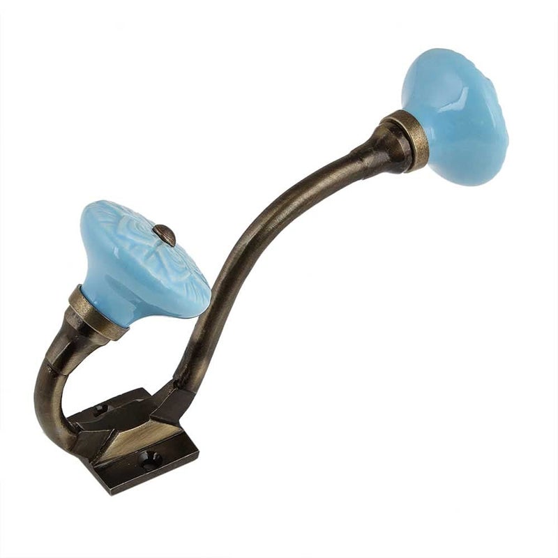 Indian-Shelf IndianShelf 6 Pieces Decorative Coat Hooks Unique Wall Hooks Kids Ceramic Coat Rack Wall Mounted Blue Towel Holder Premium Hanger - Image 1