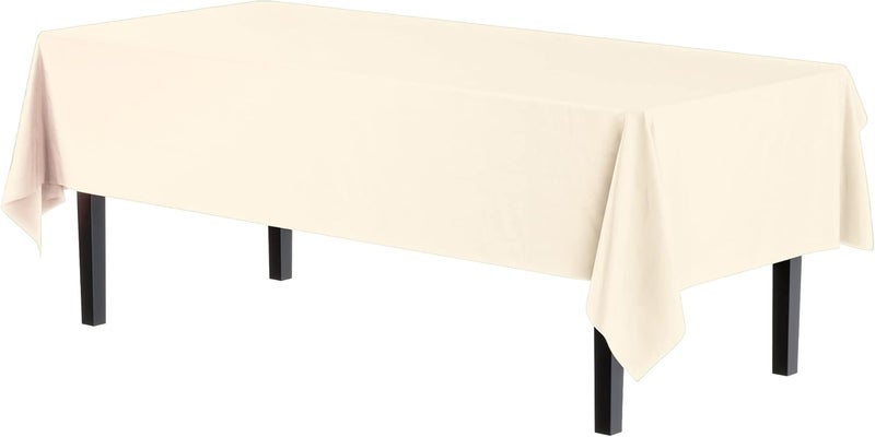Exquisite Party Solids 12-Pack Premium Plastic 54-Inch-by-108-Inch Rectangle Tablecloth, Ivory - Image 2