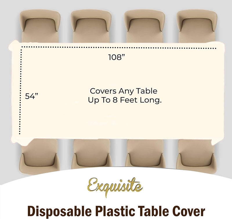 Exquisite Party Solids 12-Pack Premium Plastic 54-Inch-by-108-Inch Rectangle Tablecloth, Ivory - Image 4