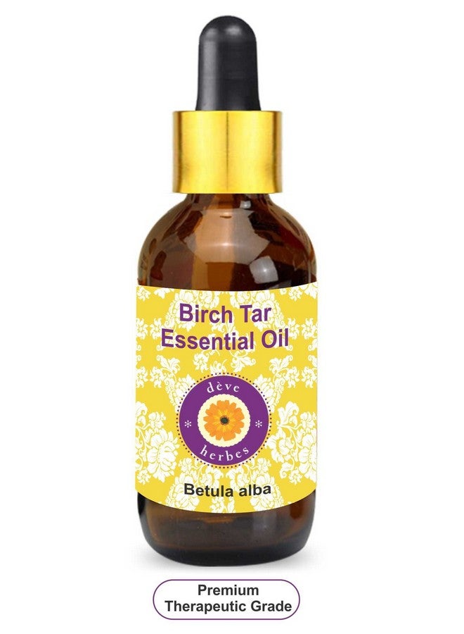 Deve Herbes Pure Birch Tar Essential Oil (Betula Alba) With Glass Dropper Steam Distilled 50Ml - Image 1