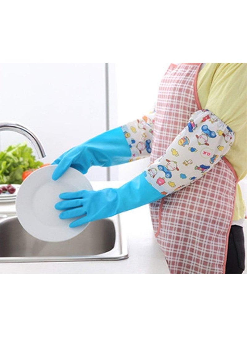 Generic Long Cleaning Gloves Multicolor – Waterproof Household Rubber Gloves with Fabric Cuff – Protective Gloves for Kitchen, Bathroom & Dishwashing - Image 2