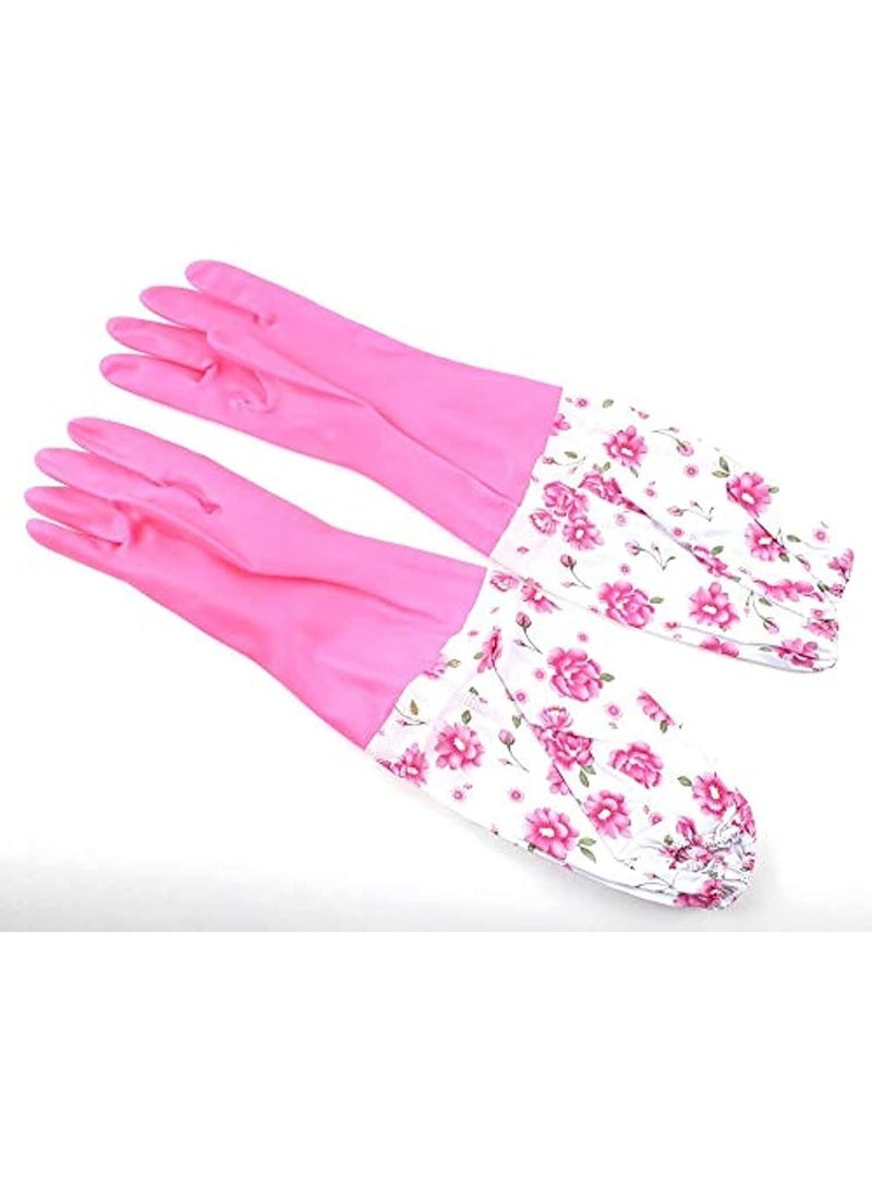 Generic Long Cleaning Gloves Multicolor – Waterproof Household Rubber Gloves with Fabric Cuff – Protective Gloves for Kitchen, Bathroom & Dishwashing - Image 3