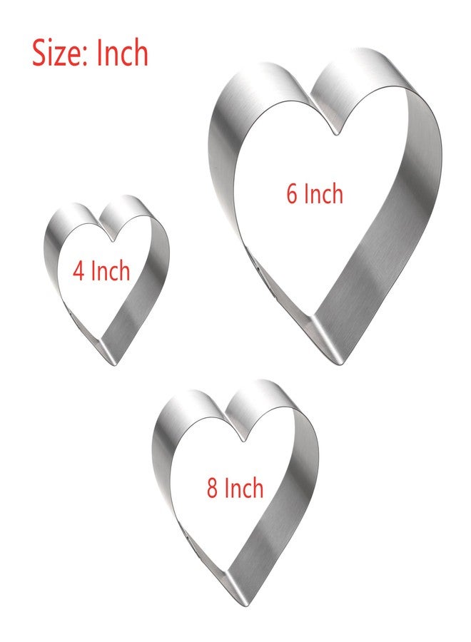 Maykito Large Heart Cookie Cutter Set-4/6/8 Inch Heart Cake Mold Ring Pancake Mold Valentine Day Gift Stainless Steel - Image 3