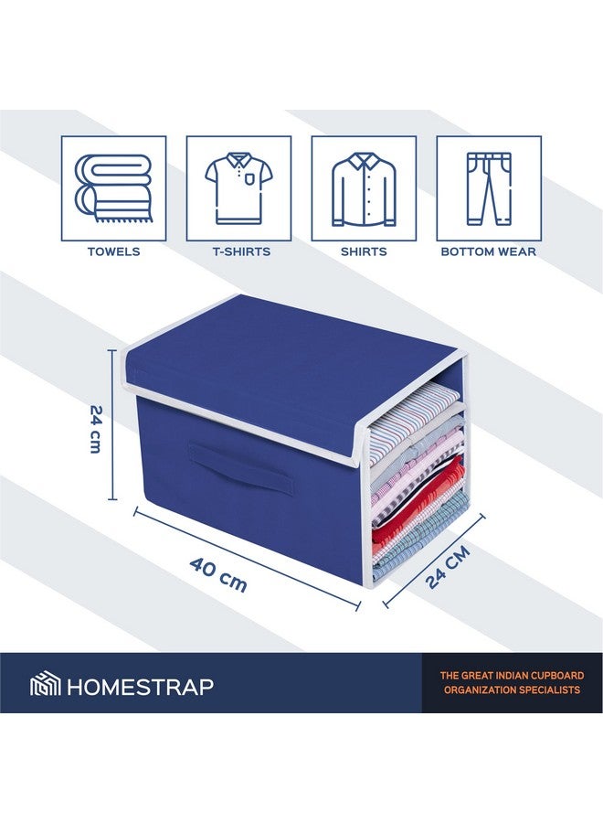 هومستراب منظم قمصان غير منسوج قابل للتكديس من Homestrap مع غطاء (أزرق داكن) - عبوة من قطعتين - Image 2