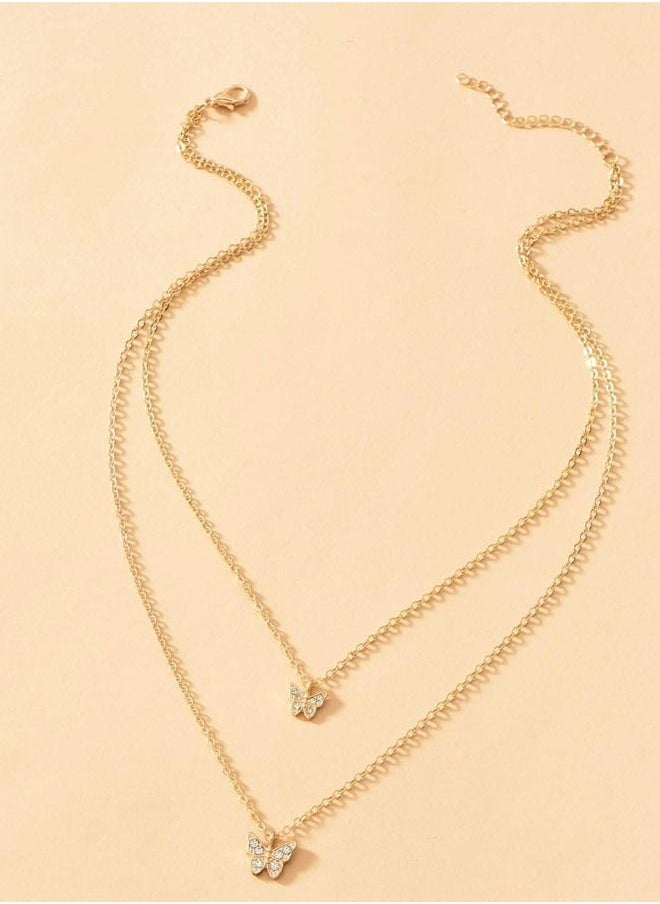 Unique golden chain with  two-layer butterfly design
