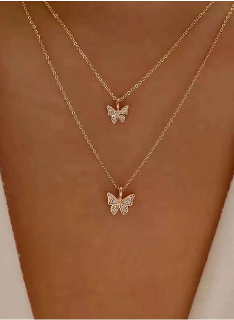 Unique golden chain with  two-layer butterfly design