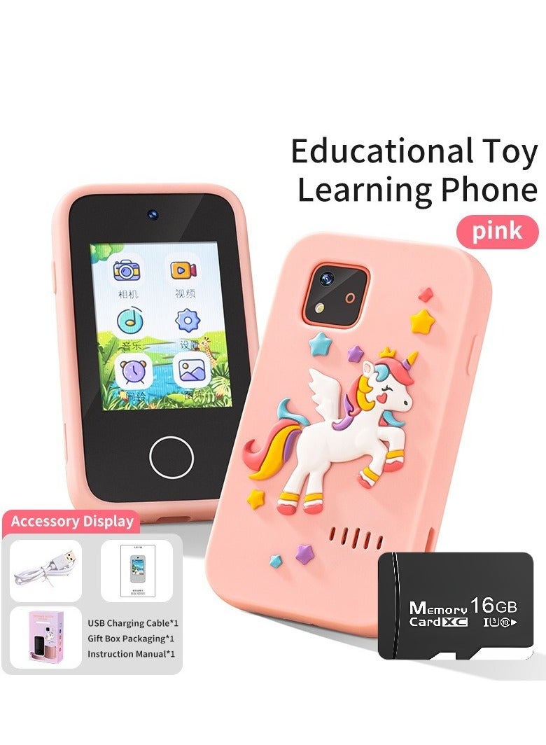 Kids Smart Phone, Smart Learning Phone for kids, 2.8" Eye-Protect Screen, Dual Camera, Multiple Educational Games, Music Player, Long Battery Life, Anti-Drop Silicone Cover, LED Flash, Birthday Gifts for Kids (16G Card) - Image 1