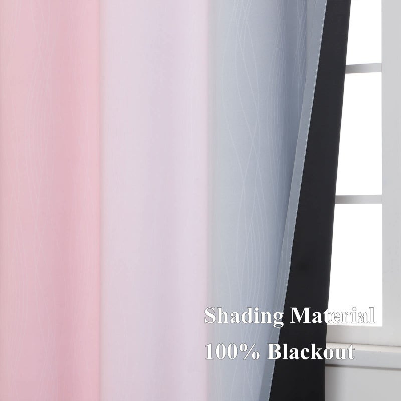 Estelar Textiler Pink and Grey Blackout Curtains 84 inches Long Ombre Full Room Darkening Window Curtains for Living Room Grommet Thermal Insulated Drapes Light Blocking Curtains for Girls Bedroom 42x84 Inch  2 Panels - Image 5