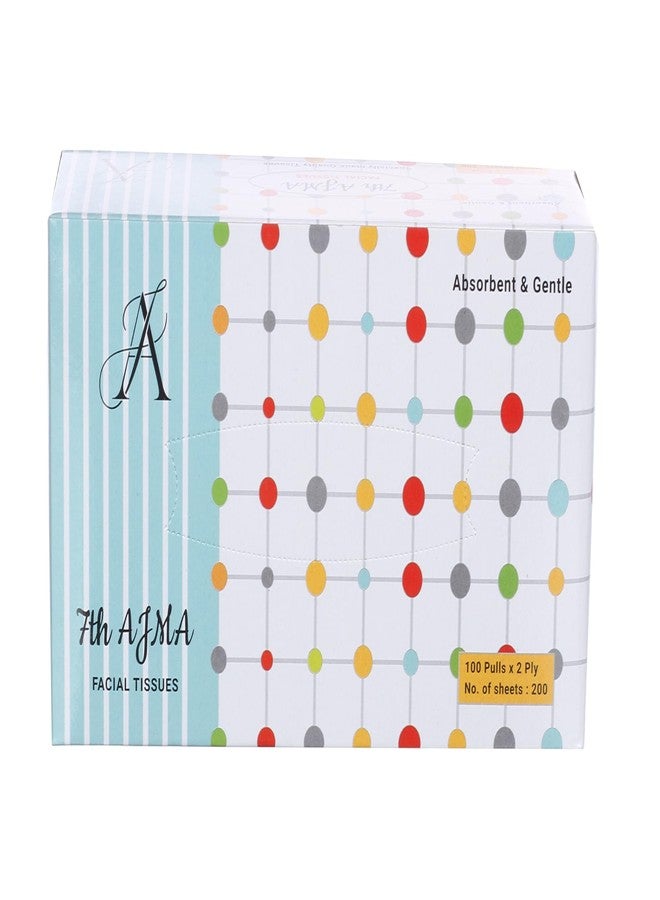 7TH AJMA Facial Tissue | Absorbent & Gentle | 2 Ply Facial Tissue Box |100 Pulls / 200 Sheets per Box (White) - Image 2