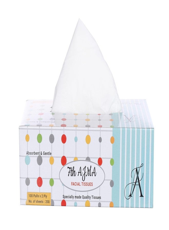 7TH AJMA Facial Tissue | Absorbent & Gentle | 2 Ply Facial Tissue Box |100 Pulls / 200 Sheets per Box (White) - Image 3