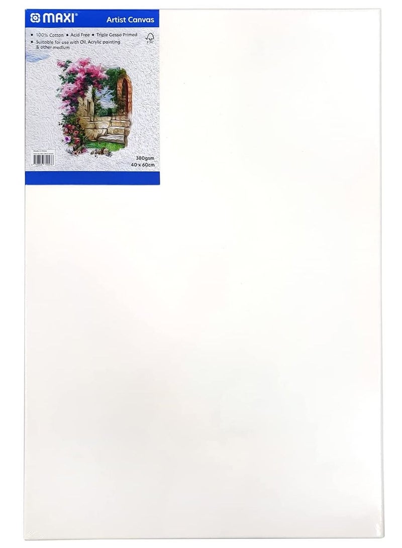 Maxi 1-Piece Stretched Painting Canvas Board 40x60cm Size White - Image 1