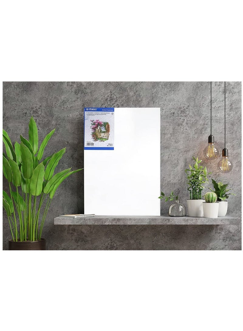Maxi 1-Piece Stretched Painting Canvas Board 40x60cm Size White - Image 2