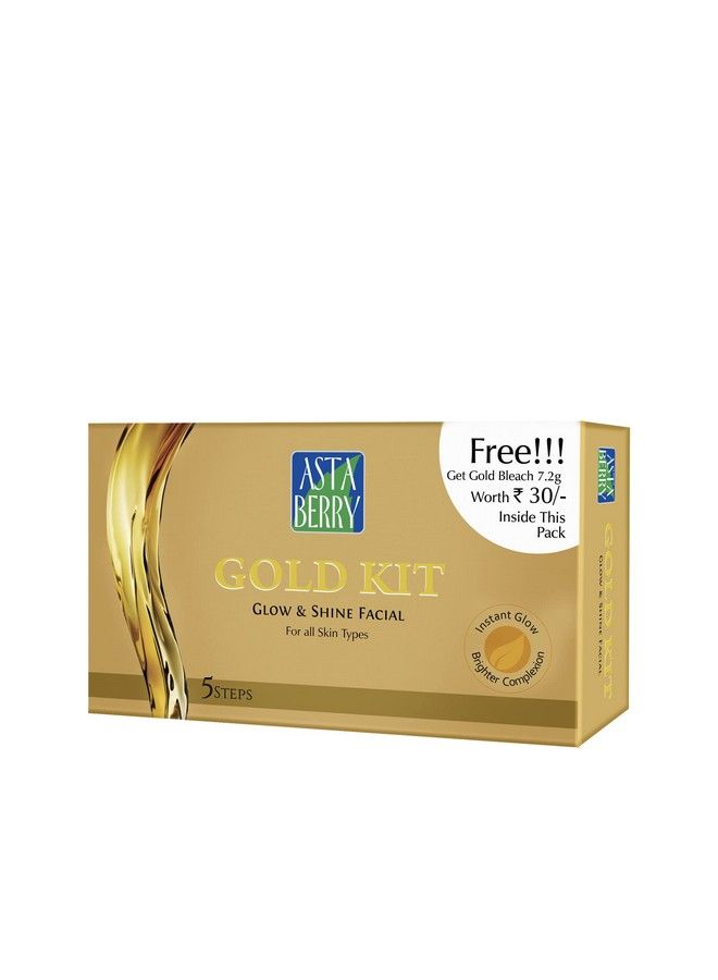 Astaberry Gold Facial Kit With Free Bleach 5 Step Ultimate Glow; Skin Radiant; Helps Reduce Fine Lines & Dark Spot; Removed Blackheads & Blemishes Pack Of 2 (50Ml + 7.2Gm X2 ) - Image 3