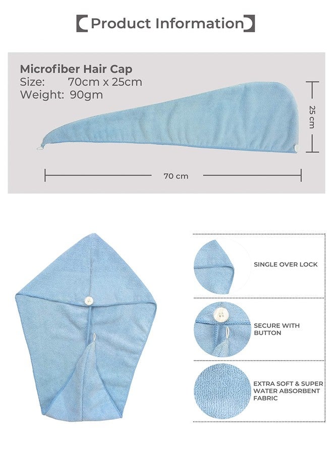 SOFTSPUN Microfiber Hair Cap 2 Pcs 70X25 cm Sky Blue 340 GSM Super Absorbent Quick Dry Hair Turban for Drying All Kinds of Hair Straight or Curly Short or Long Thin or Thick Hair. - Image 5
