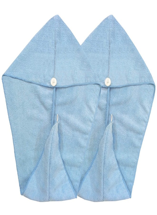SOFTSPUN Microfiber Hair Cap 2 Pcs 70X25 cm Sky Blue 340 GSM Super Absorbent Quick Dry Hair Turban for Drying All Kinds of Hair Straight or Curly Short or Long Thin or Thick Hair. - Image 2