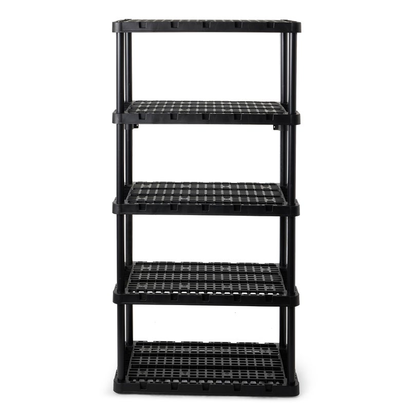 Gracious Living 5Shelf Plastic Storage Shelves HeavyDuty Garage Shelving Unit Black  Standing Organizer Rack for Kitchen Bathroom and Laundry Room